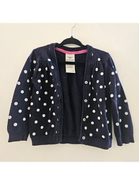 OshKosh B’gosh Toddler Girls Polka Dot Cardigan Navy White Size 18M
